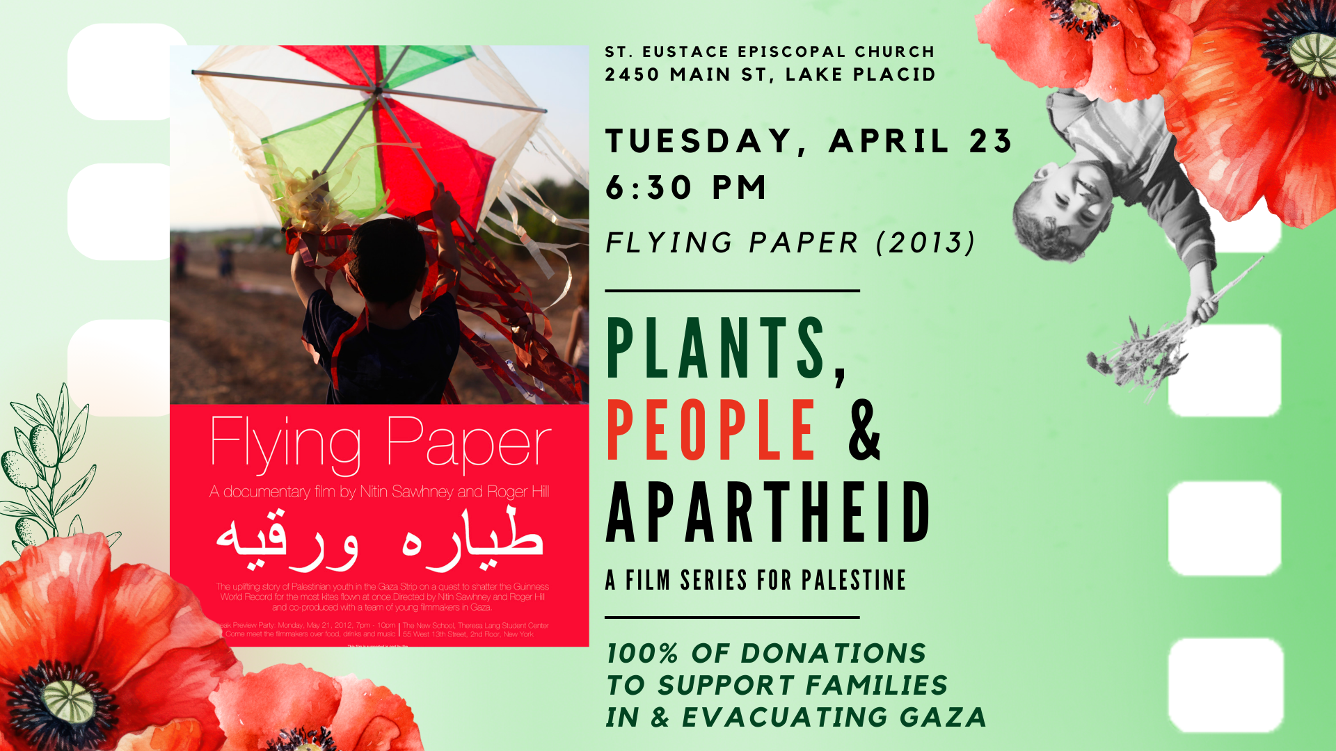 Poster for Flying Paper; Plants, People, and Apartheid film series
