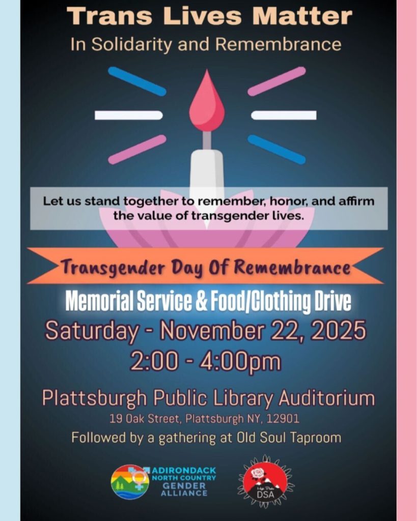 event flyer for a transgender day of remembrance event